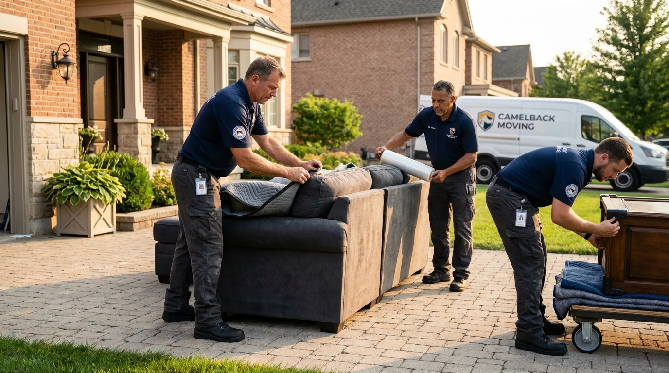 Large estate moving crew wrapping furniture in Lexington, NE