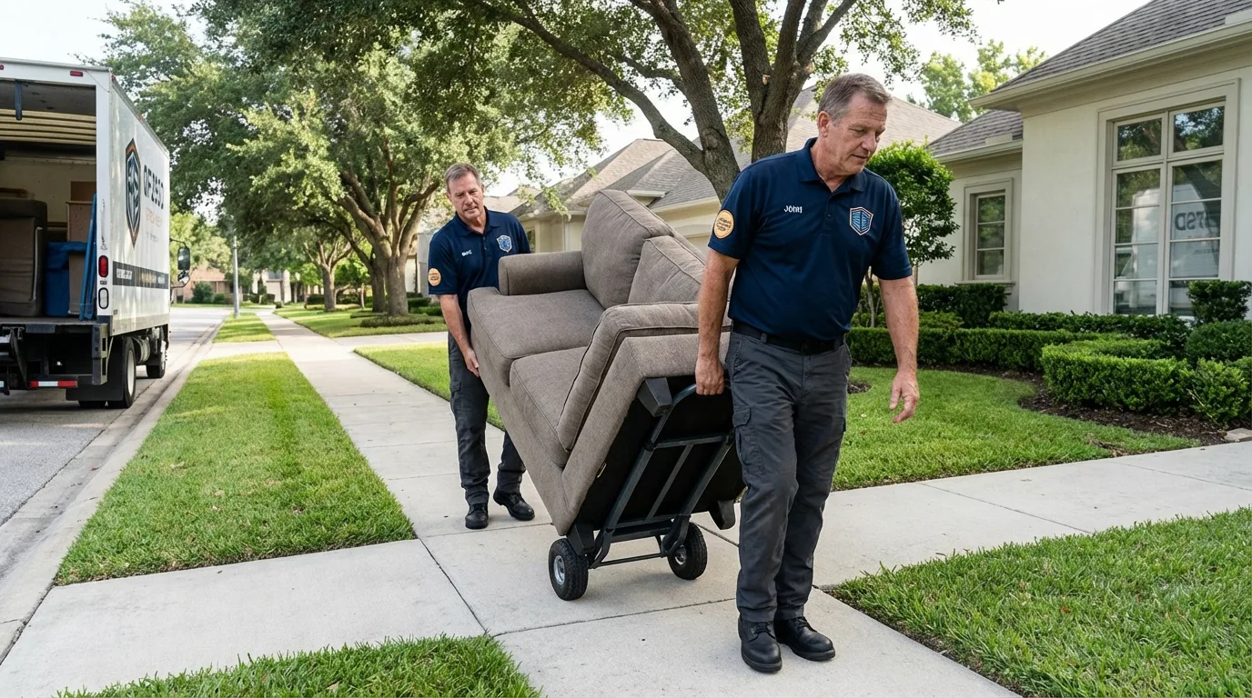 Local residential moving crew loading furniture in Lexington, NE